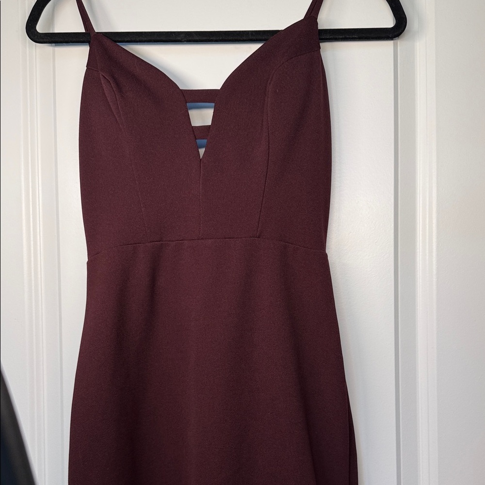 B Darlin Wine Red Midi Dress with Spaghetti Straps